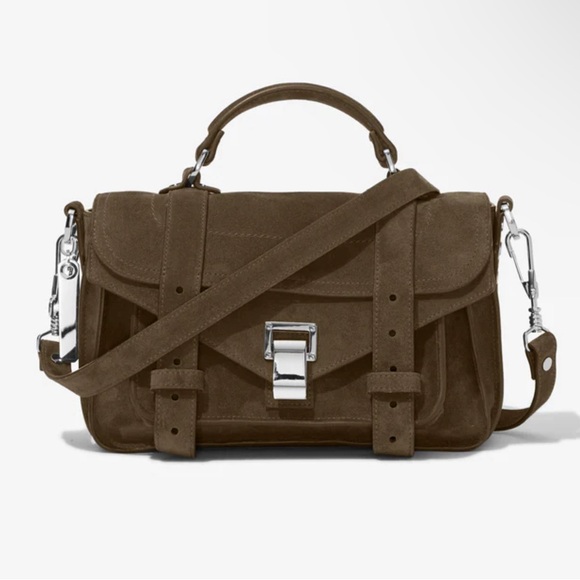 Proenza Schouler Handbags - PROENZA SCHOULER PS1 Medium Suede Bag - Teak/Green - Like New + Amazing!